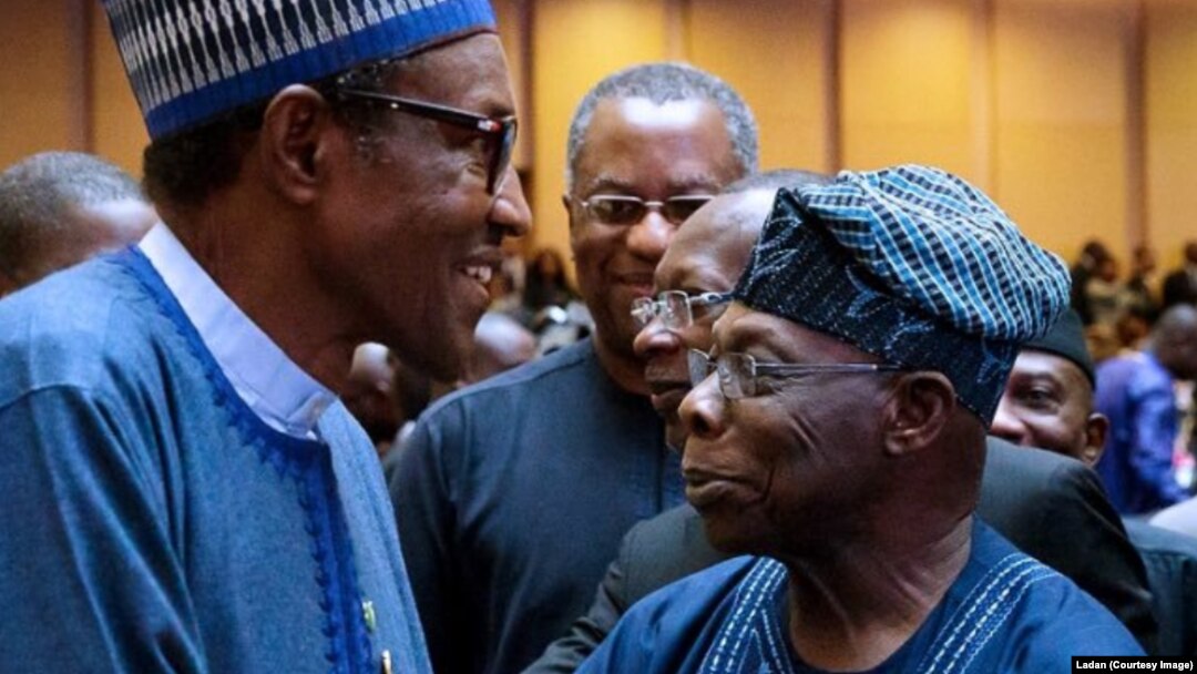 Buhari,hagu da Obasanjo, dama