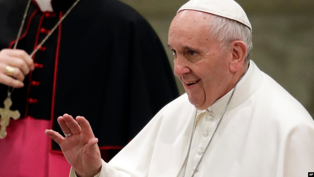Pope Francis greets faithful during his weekly general audience, in the Pope Paul VI hall, at the Vatican, Jan. 18, 2017. 