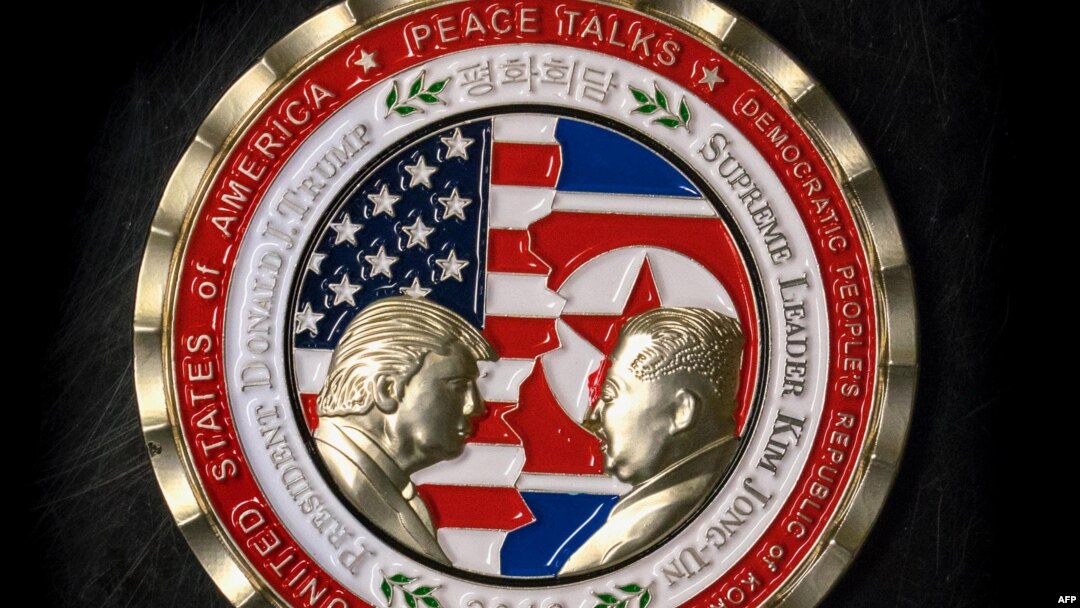 A coin for the upcoming U.S.-North Korea summit is seen in Washington, May 21, 2018. 