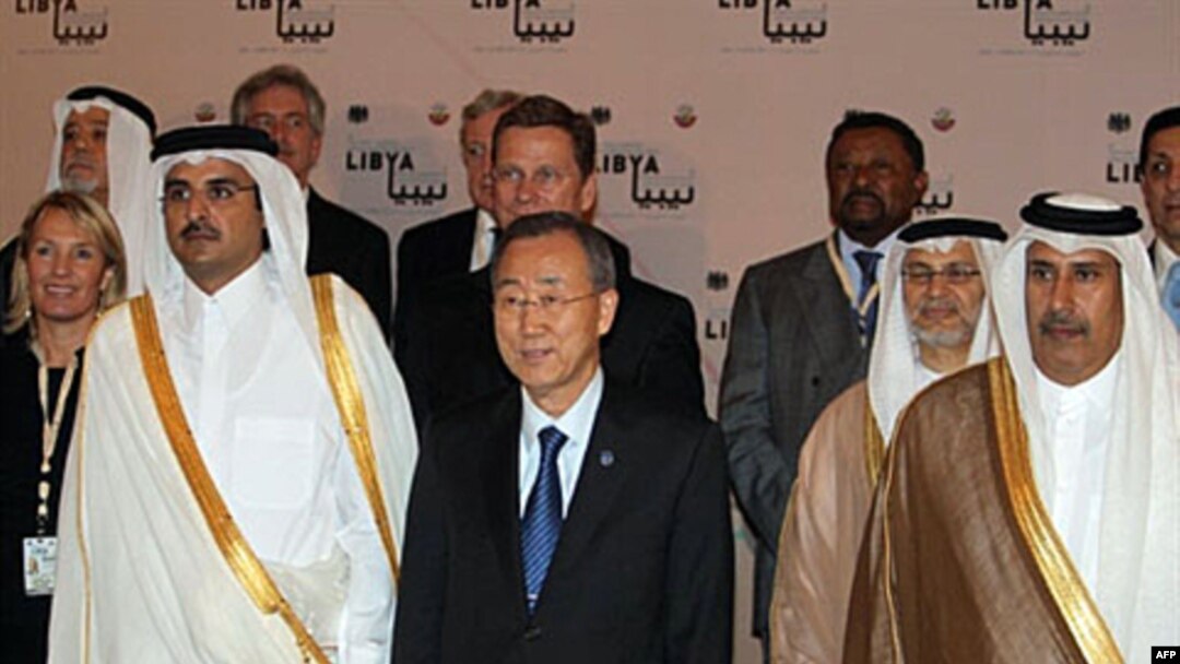 Doha'daki Libya Temas Grubu toplantısına katılan liderler