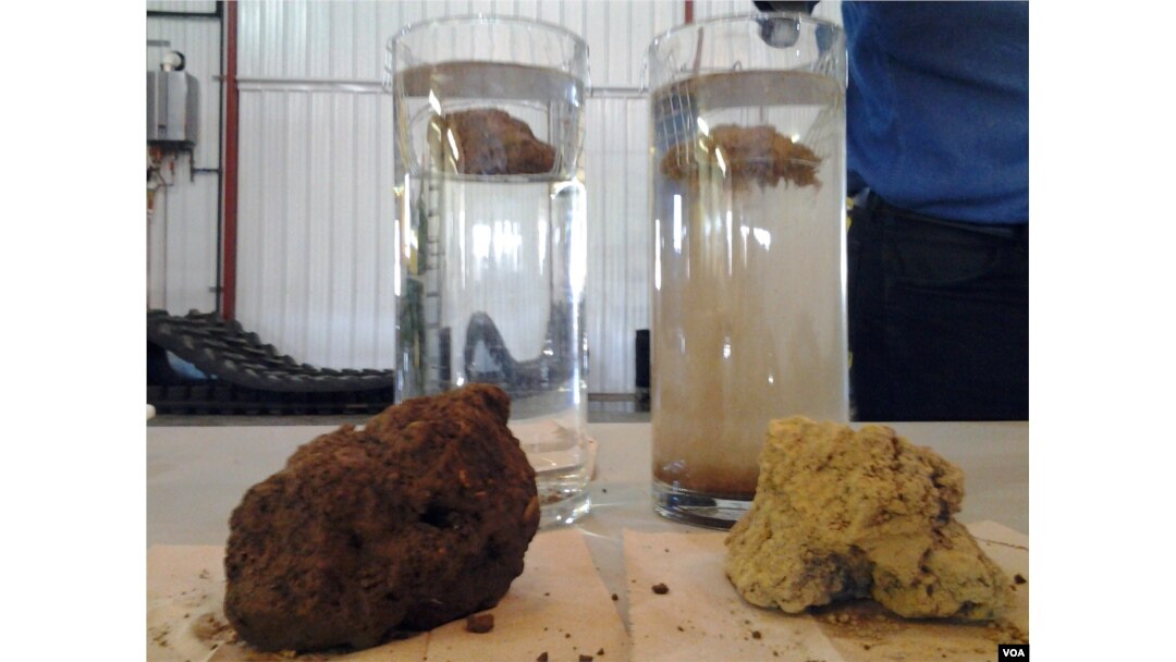 Water filtered through the no-till soil (left) was clearer and had less sediment, than the water that ran off the tilled soil (right).