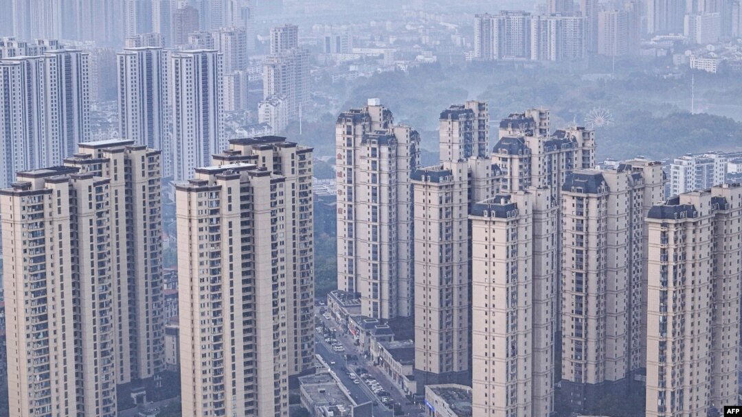 中國江蘇省淮安市的住宅大樓群鳥瞰。 （2024年11月12日）