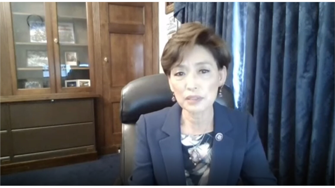 영 김 하원의원이 지난 4월 화상으로 열린 열린 대북전단 관련 청문회에서 개회사를 하고 있다. 사진 = '톰 랜토스 인권위원회' 웹사이트.