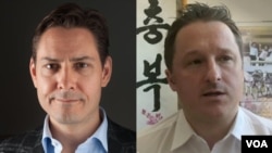 加拿大前外交官康明凯（左）和加籍商人斯帕沃尔被中国拘捕