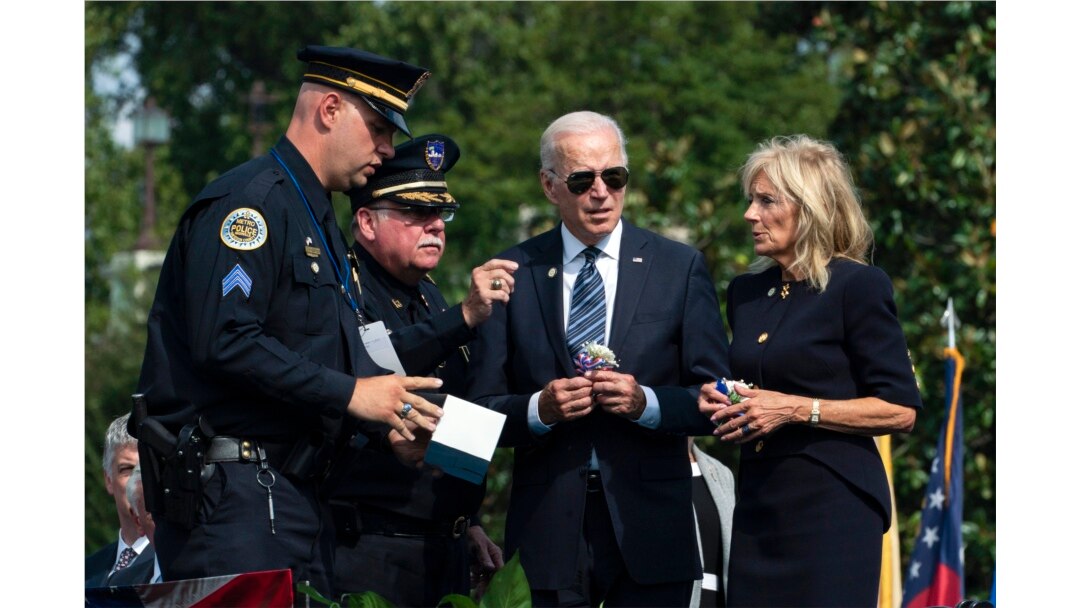 President Joe Biden and first lady Jill Biden attend ceremony honoring fallen law enforcement officers at the 40th annual National Peace Officers' Memorial Service at the U.S. Capitol in Washington, Oct. 16, 2021.