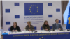 Predstavnici posmatračke misije EU na konferenciji za novinare u Prištini 11. februara 2025. 