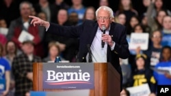 Democratic presidential candidate Sen. Bernie Sanders, I-Vt., speaks during a campaign event, Feb. 28, 2020, in Springfield, Mass. 