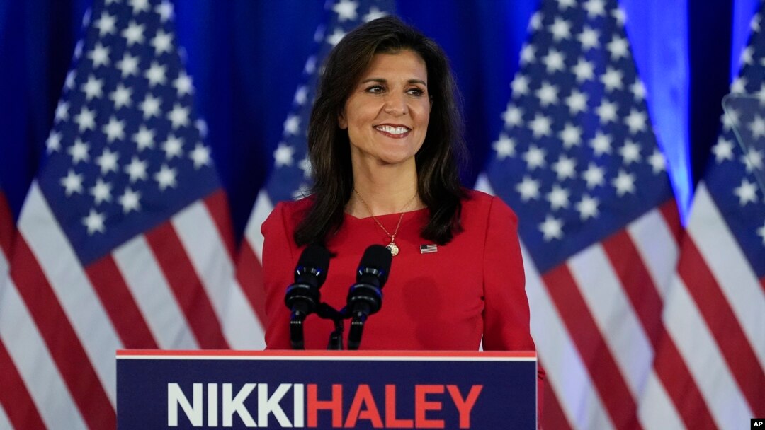 美國前駐聯合國大使妮基·黑利（Nikki Haley）在家鄉南萊納州查爾斯頓的競選總部宣布結束共和黨總統候選人提名競選活動。（2024年3月6日）