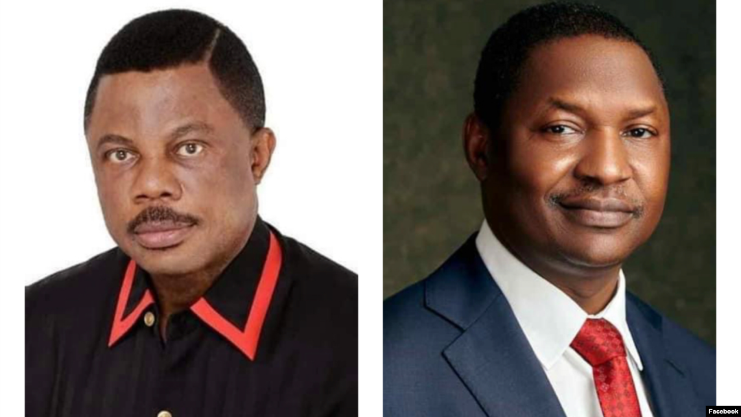 Gwamna Obiano (hagu) Abubakar Malami (dama) (Facebook/Malami/Obiano)