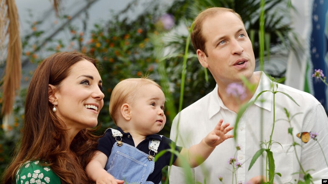 FILE - Britain's Prince William and Kate Duchess of Cambridge visit the Sensational Butterflies exhibition at the Natural History Museum, London, to mark Prince George's first birthday. 