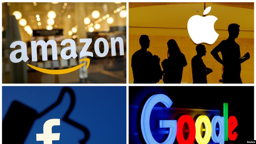 La imagen combinada muestra los logotipos de Amazon, Apple, Facebook y Google. Las compañías de tecnología llegaron a los titulares de noticias en días recientes tras tomar acciones para hacer cumplir sus políticas de publicación. [Foto: Reuters] 