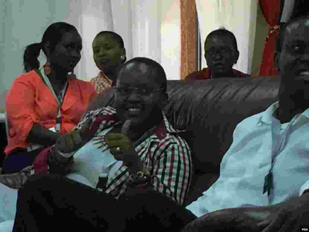 Lidya Wanyoto, a representative of ruling party National Resistance Movement, is pleased with the results, Kampala, Uganda, Feb. 20, 2016.