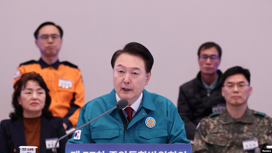 한국 윤석열 대통령이 지난달 31일 열린 중앙통합방위회의에서 발언하고 있다.