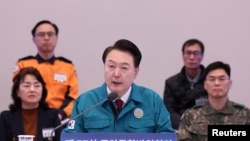 南韓總統尹錫悅於2024年1月31日在韓國首爾主持中央綜合防禦會議。（路透社）