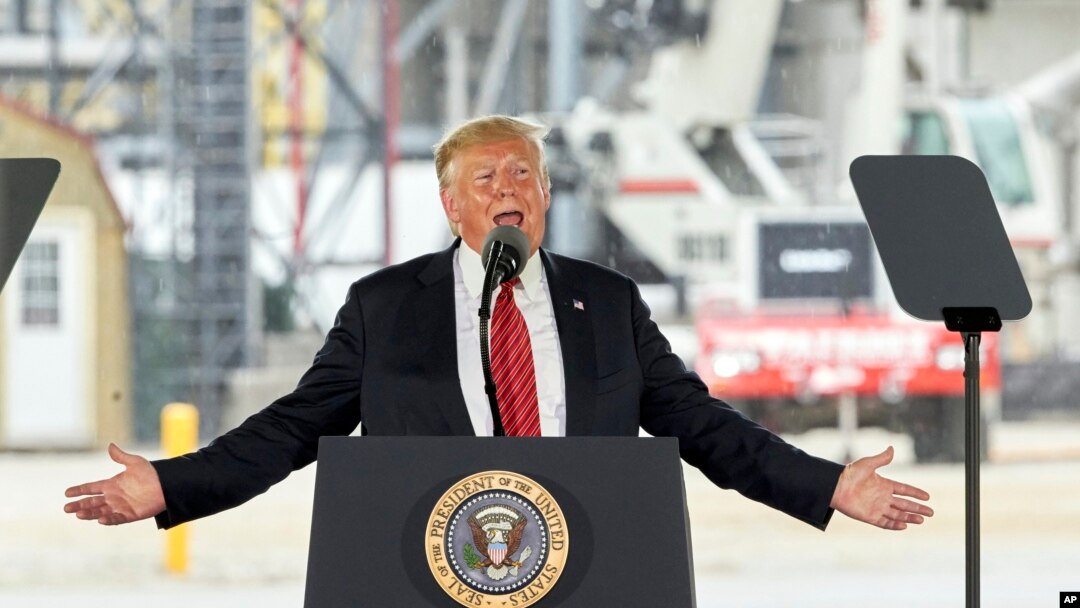 FILE - In this June 11, 2019, file photo, President Donald Trump speaks at Southwest Iowa Renewable Energy, an ethanol producer in Council Bluffs, Iowa.