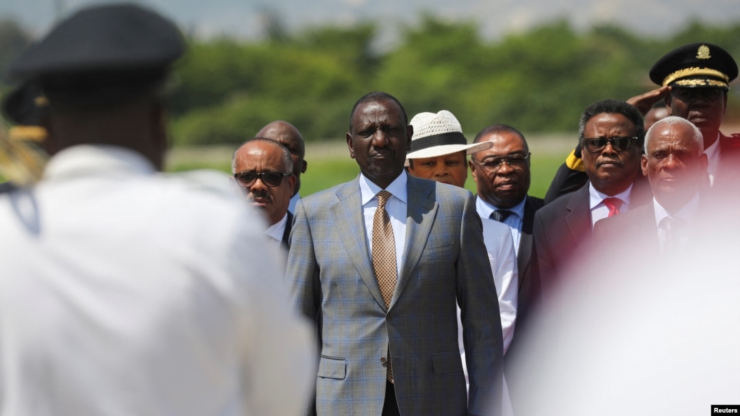 Kenyan President William Ruto arrives in Haiti to review security at the Toussaint Louverture International Airport in Port-au-Prince, Haiti, Sept. 21, 2024. 