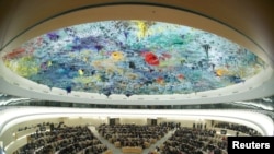 Vista de la sesión del Consejo de Derechos Humanos durante el discurso de la Alta Comisionada de las Naciones Unidas para los Derechos Humanos, Michelle Bachelet, en las Naciones Unidas en Ginebra, Suiza. Febrero 27, 2020. Foto: Reuters.
